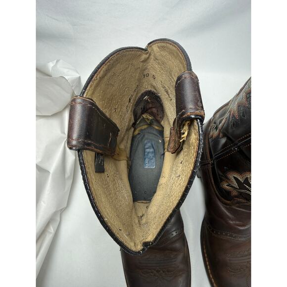 Double-H Brown Leather Western Cowboy Boots Men Size 10D Made in Mexico main image 8